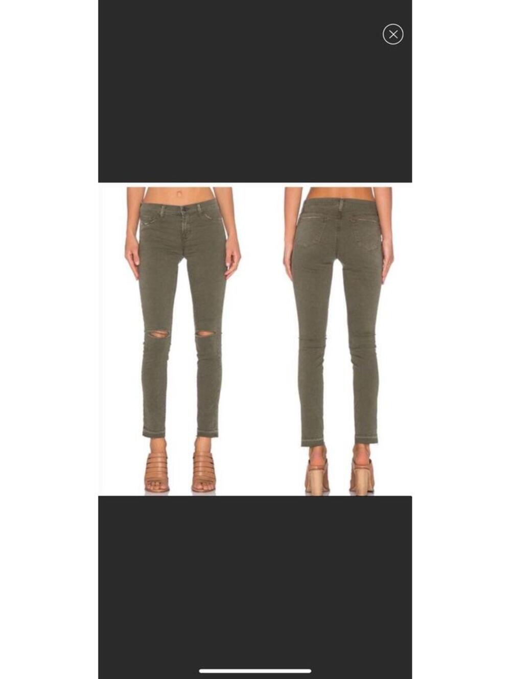 J Brand Mid Rise Skinny Leg Green Jeans